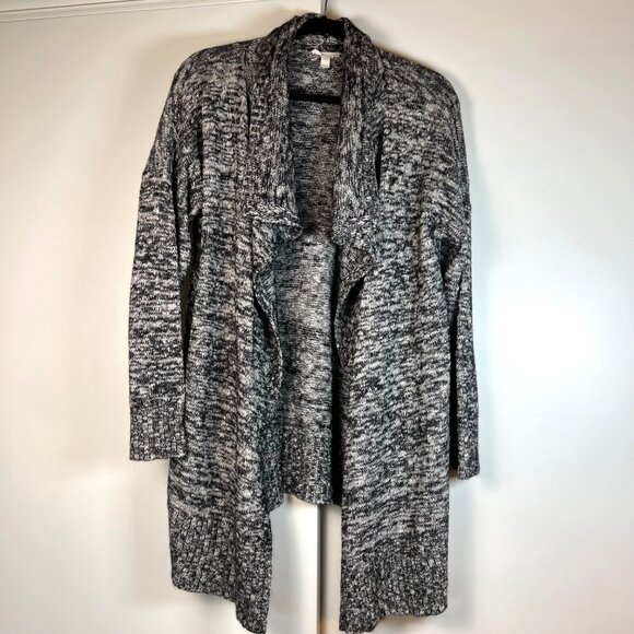 EILEEN FISHER Black Grey and White Marled Angora Open Front Cardigan Sweater M - Picture 6 of 6